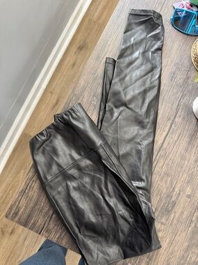 Wilfred Black Faux Leather Pants with Elastic Waist